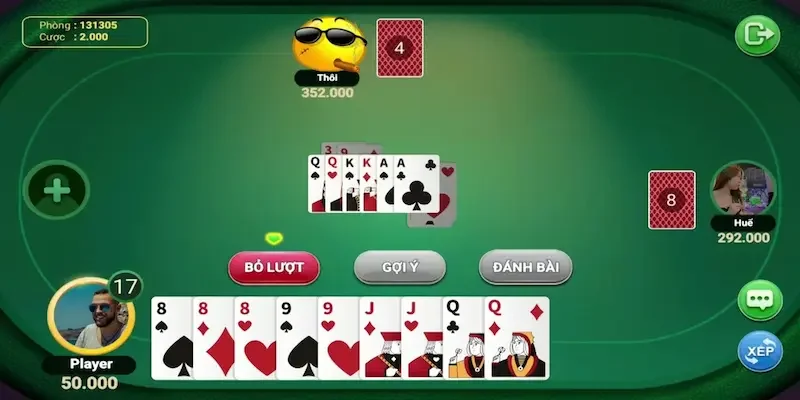 Giao diện bàn chơi Tiến lên đếm lá tại cổng game Bay789